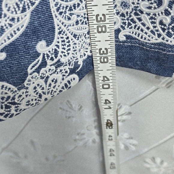 Rabbit Rabbit Designs Dress Woman Size 8 Blue White Paisley Lace Trimmed Midi - Picture 6 of 12